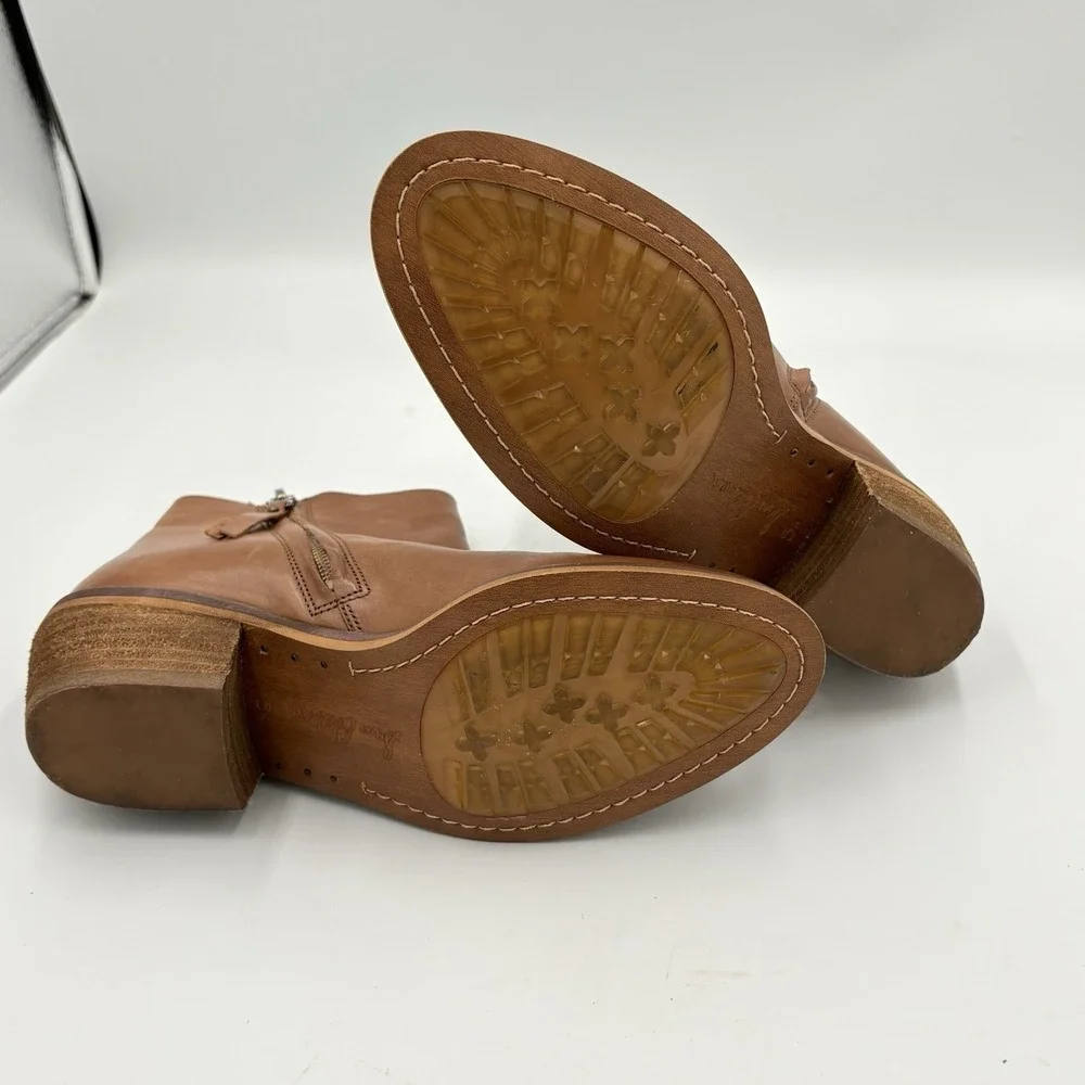 Sam Edelman Petty saddle brown leather ankle boots‎ size 5.5 side zip